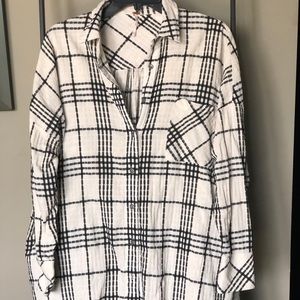 Free People plaid tunic blouse